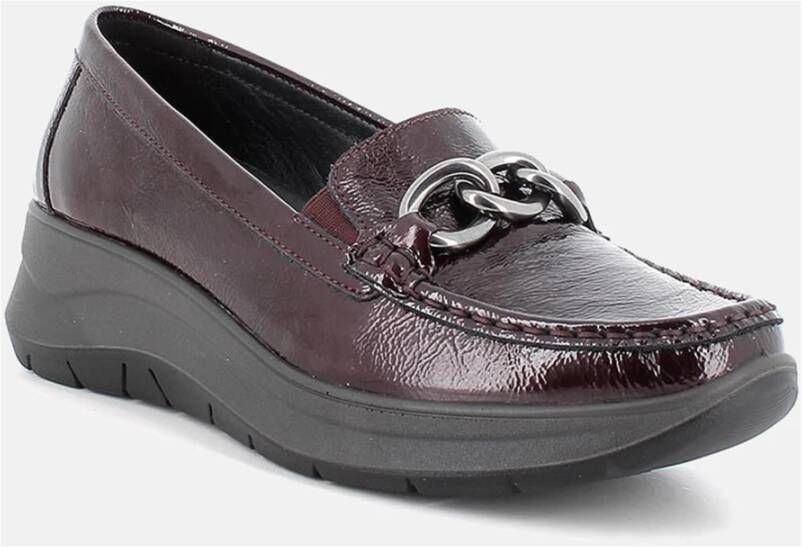 IGI&Co Bordeaux Leren Mocassins met Sleehak Red Dames