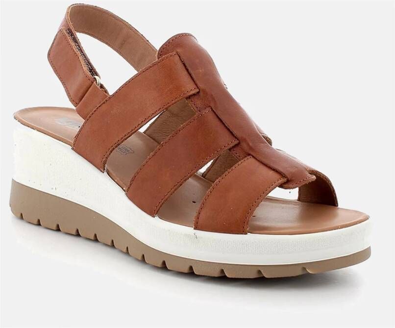 IGI&Co Bruine Leren Sleehak Sandalen Brown Dames