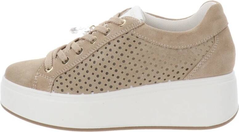 IGI&Co Leren Casual Sneakers Beige Dames