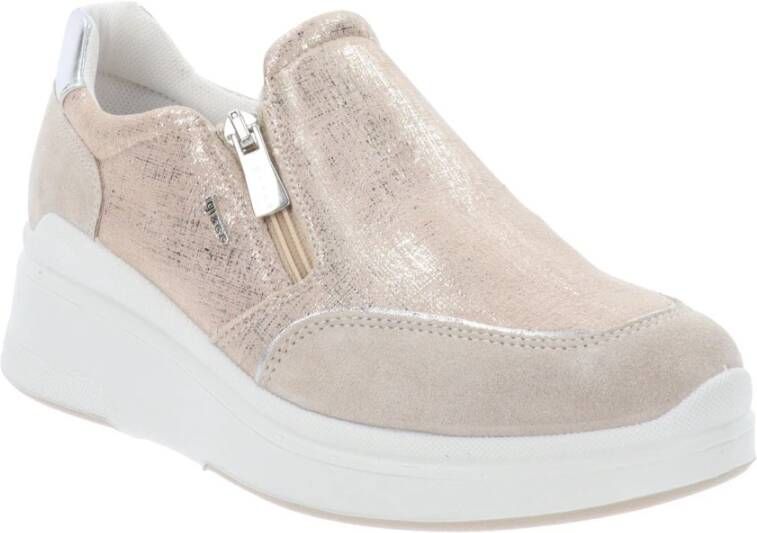 IGI&Co Leren en stoffen damessneakers Beige Dames