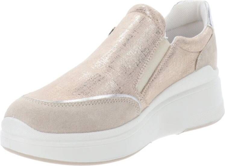 IGI&Co Leren en stoffen damessneakers Beige Dames