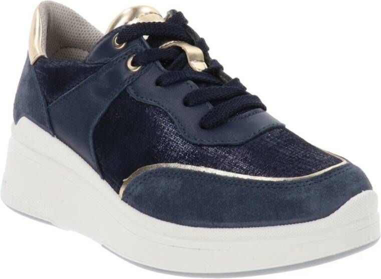 IGI&Co Leren en stoffen damessneakers Blue Dames