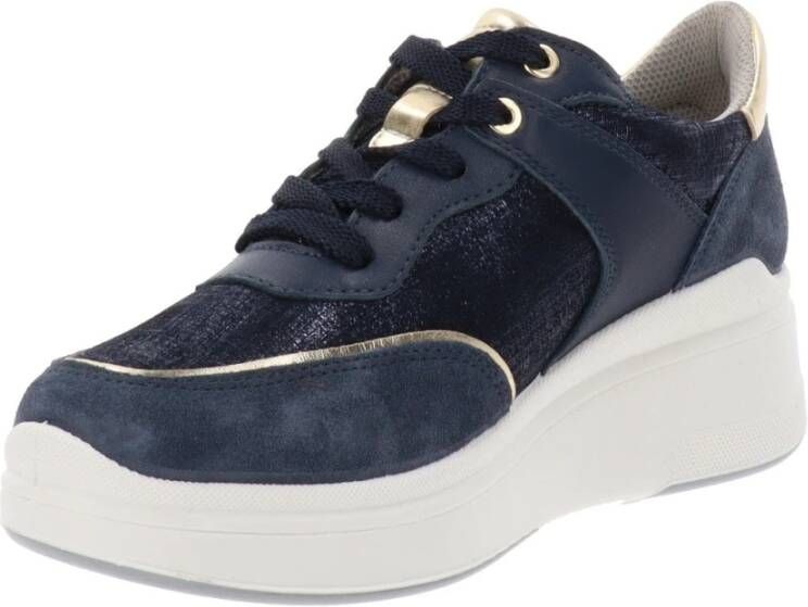 IGI&Co Leren en stoffen damessneakers Blue Dames