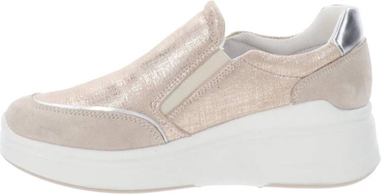 IGI&Co Leren en Stoffen Rits Sneakers Beige Dames