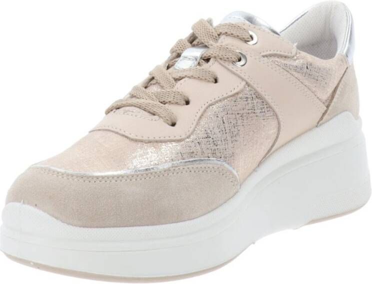 IGI&Co Leren en stoffen sneakers Beige Dames