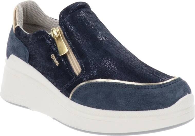 IGI&Co Leren en Stoffen Sneakers Blue Dames