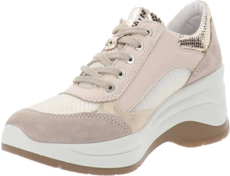 IGI&Co Leren en stoffen sneakers voor vrouwen Beige Dames