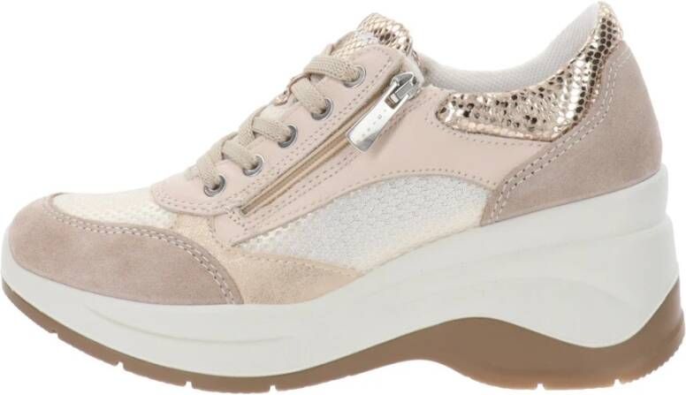 IGI&Co Leren en stoffen sneakers voor vrouwen Beige Dames