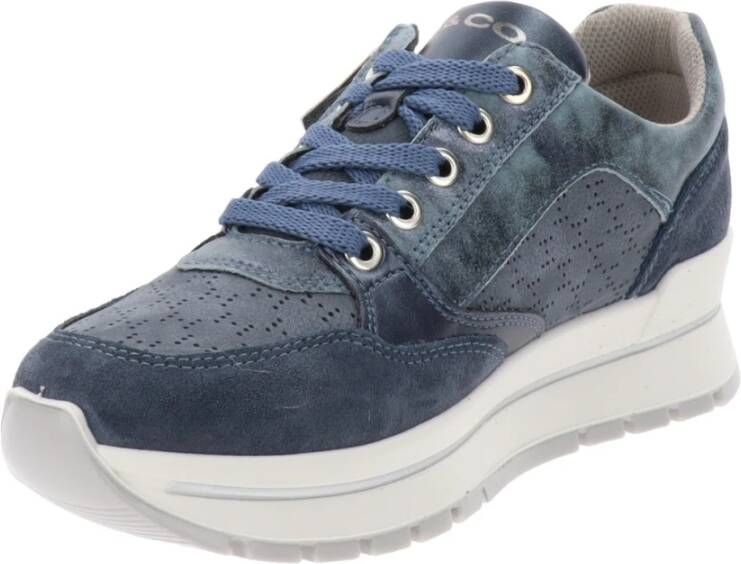 IGI&Co Leren Sneakers met Veters en Rits Blue Dames