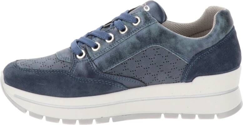 IGI&Co Leren Sneakers met Veters en Rits Blue Dames