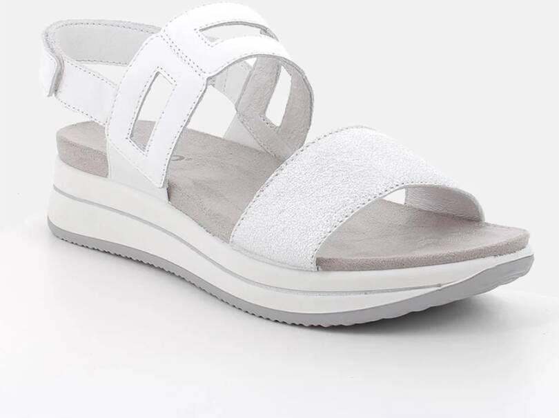 IGI&Co Verstelbare Leren Sleehak Sandalen Gray Dames