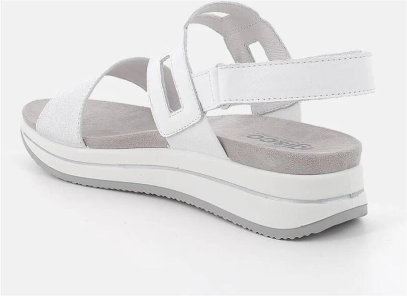 IGI&Co Verstelbare Leren Sleehak Sandalen Gray Dames