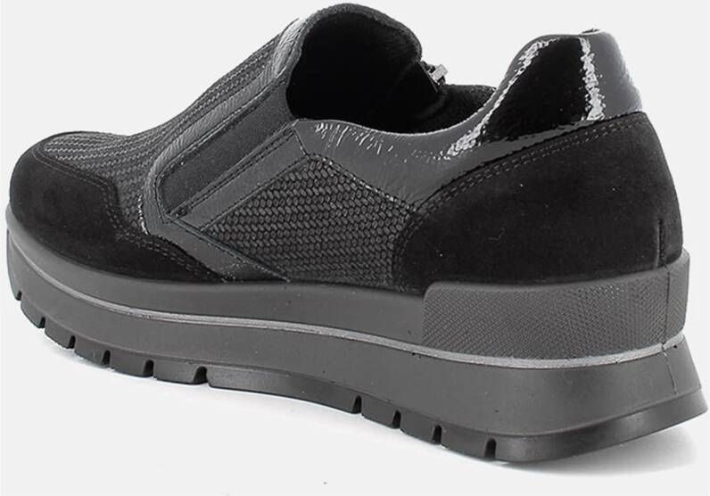 IGI&Co Zwarte Slip-On Rits Sneakers Black Dames