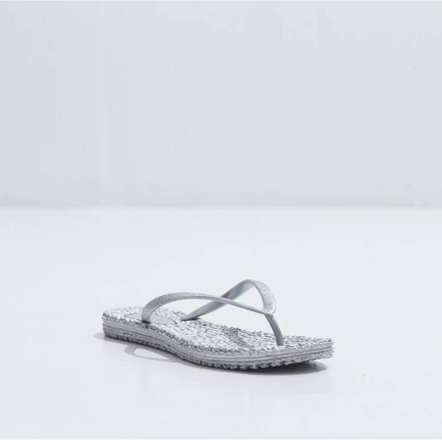 Ilse Jacobsen Hornbæk Glitter flip-flop in gewaad-geweven blik Grijs Dames