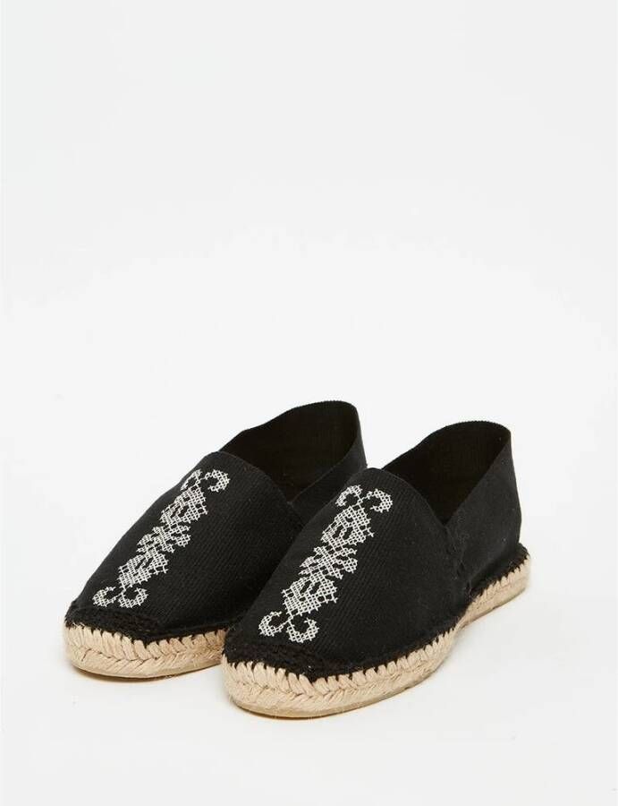 Ines De La Fressange Paris Auriane zwarte geborduurde espadrilles Black Dames