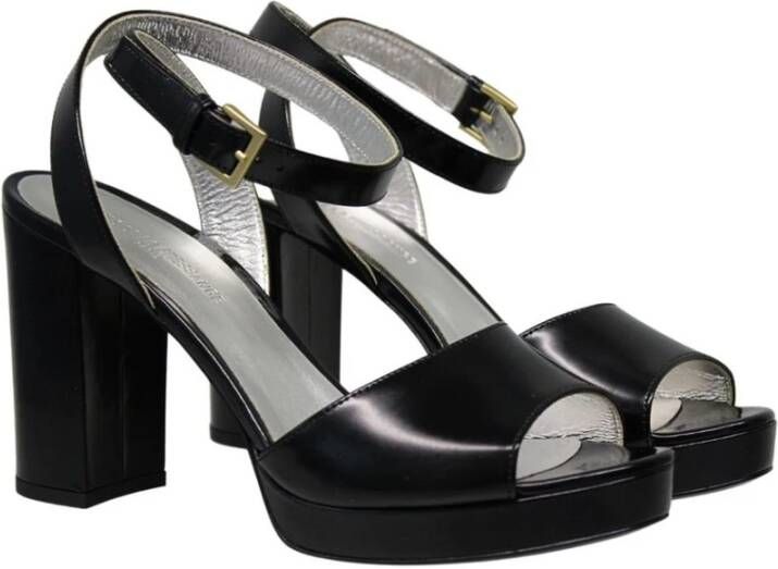 Ines De La Fressange Paris Laura platform sandaal in glad zwart leer Black Dames