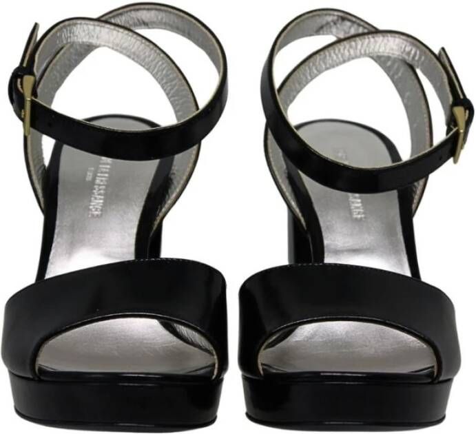 Ines De La Fressange Paris Laura platform sandaal in glad zwart leer Black Dames