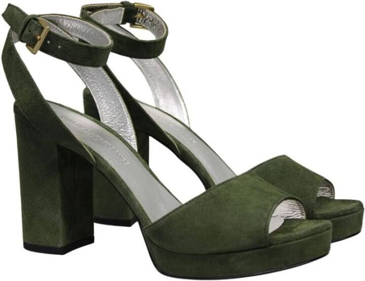 Ines De La Fressange Paris Laura platform sandaal in khaki suède Green Dames