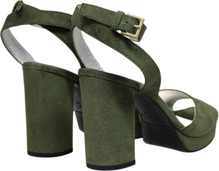 Ines De La Fressange Paris Laura platform sandaal in khaki suède Green Dames