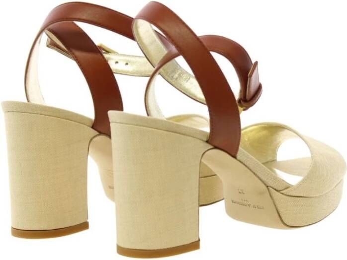 Ines De La Fressange Paris Cognac platform sandal Cognac platform sandaal Beige Dames