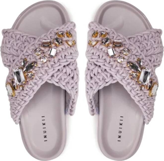 Inuikii Bohemian Glamour Sandalen met Edelstenen Purple Dames