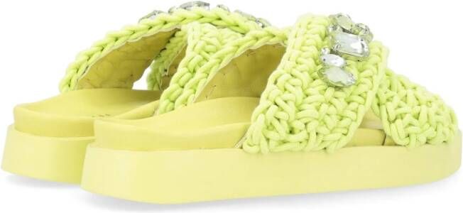 Inuikii Geweven Stenen Lime Sandalen Green Dames