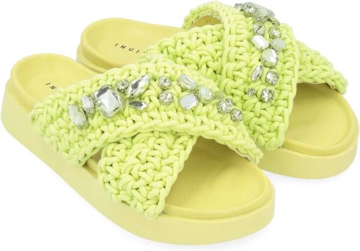 Inuikii Geweven Stenen Lime Sandalen Green Dames