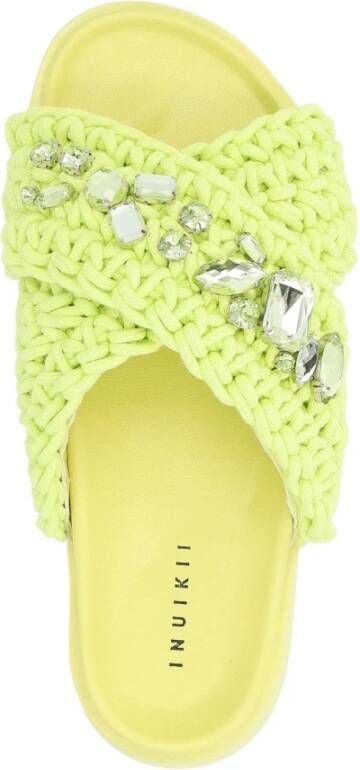 Inuikii Geweven Stenen Lime Sandalen Green Dames