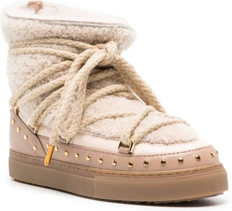 Inuikii Krullende Rock Shearling Veterschoenen Beige Dames