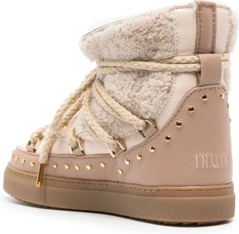 Inuikii Krullende Rock Shearling Veterschoenen Beige Dames