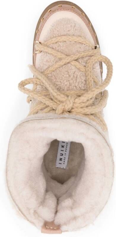 Inuikii Krullende Rock Shearling Veterschoenen Beige Dames