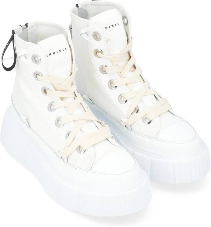 Inuikii Witte Leren en Stoffen Sneaker White Dames