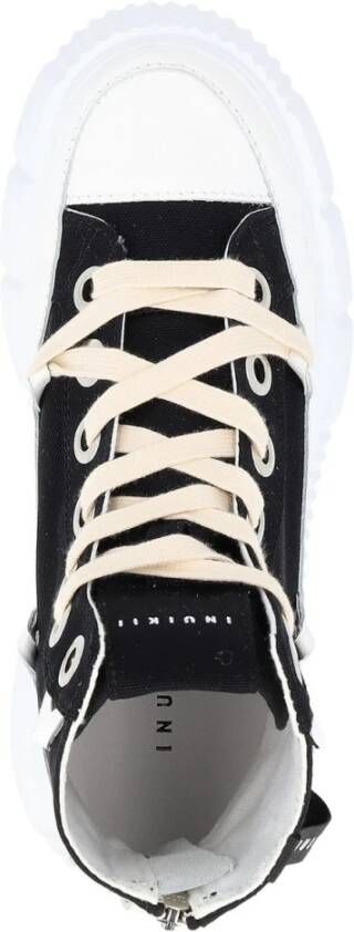 Inuikii Zwarte leren en stoffen sneakers met ritssluiting Black Dames