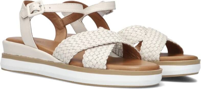 Inuovo Beige Leren Sandalen met Kruisbanden Beige Dames