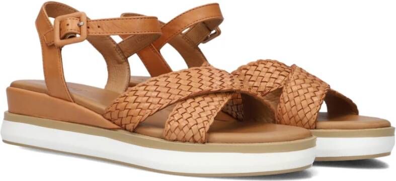 Inuovo Cognac Leren Sandalen met Kruisbanden Brown Dames