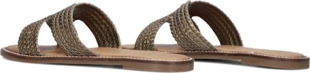 Inuovo Khaki Gevlochten Slippers Green Dames