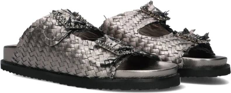 Inuovo Zilveren Sandalen met Gouden Gespen Gray Dames