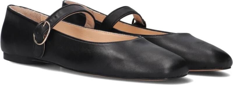 Inuovo Zwarte Leren Ballerina's Black Dames