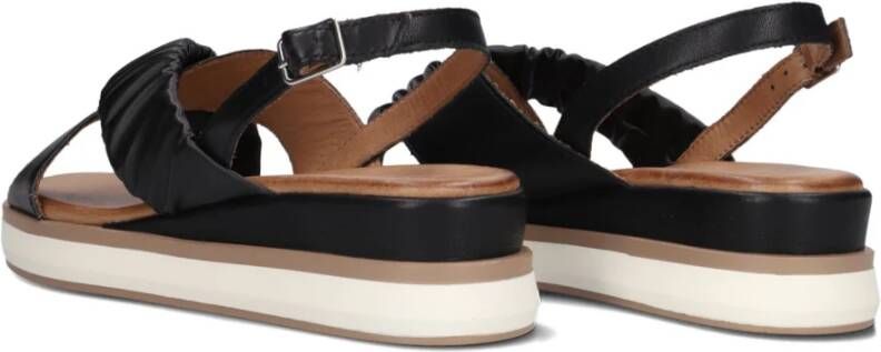 Inuovo Zwarte Leren Sandalen met Gespsluiting Black Dames