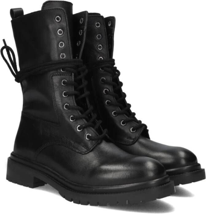 Inuovo Zwarte leren veterschoenen Black Dames