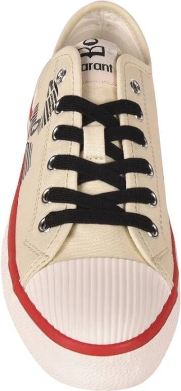 Isabel marant Canvas Sneakers met Contrast Logo Print Beige Dames