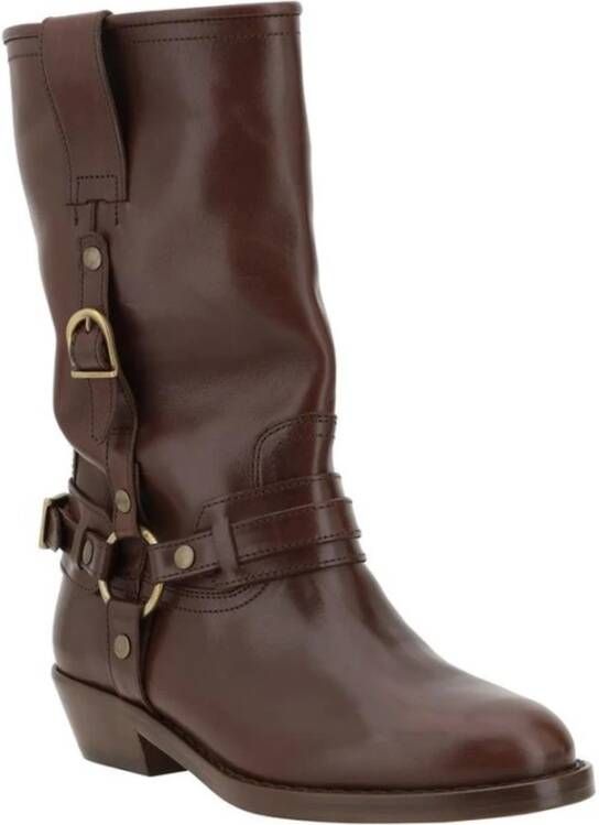 Isabel marant Elegante Leren Laarzen met Gespdetail Brown Dames