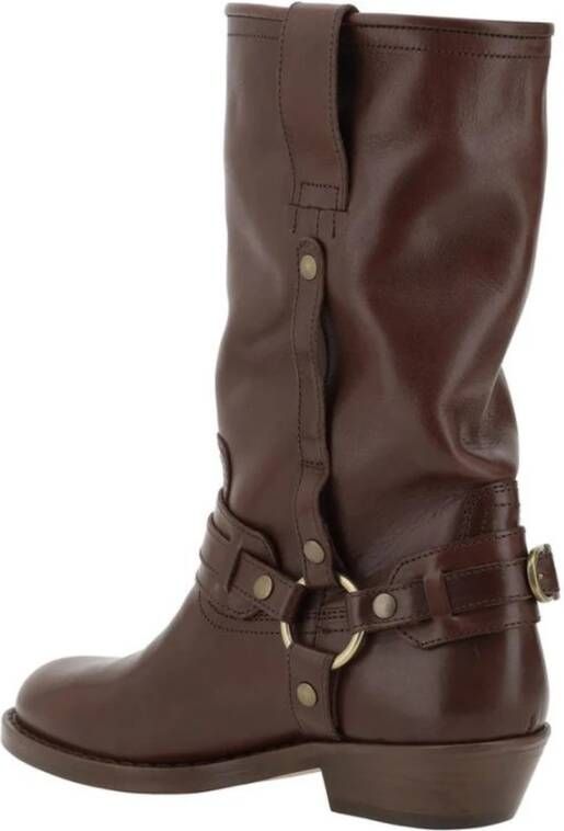 Isabel marant Elegante Leren Laarzen met Gespdetail Brown Dames