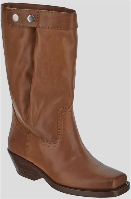 Isabel marant Kalfsleren Biker Boots Brown Dames