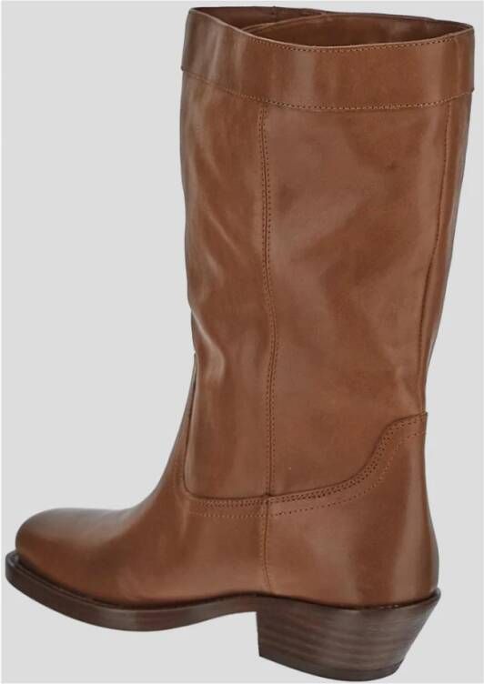 Isabel marant Kalfsleren Biker Boots Brown Dames