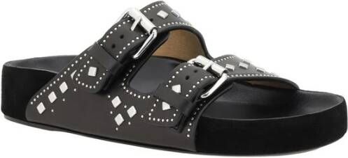 Isabel marant Lennyo Leren Sandalen Black Dames