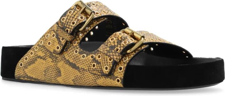 Isabel marant Lennyo leren slides Beige Dames