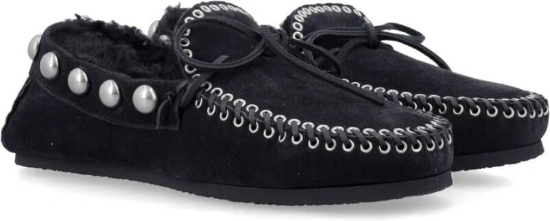 Isabel marant Shearling Loafer Zwarte Schoenen Black Dames