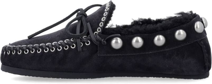 Isabel marant Shearling Loafer Zwarte Schoenen Black Dames