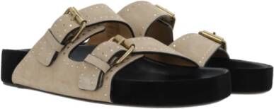 Isabel marant Studded Beige Suède Platte Sandalen Beige Dames